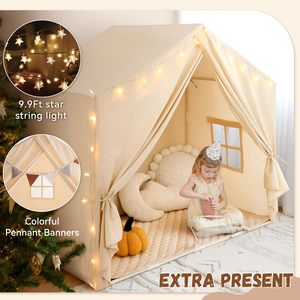 Tienda de campaña de lona para niños, lona de poliéster, lavable, plegable, tienda de juegos para niños pequeños, niñas y niños - Product Image 5
