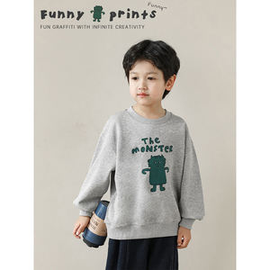 Personnalisé confortable lâche enfants pull sweats oem dessin animé col rond détendu goutte-épaule confortable enfants garçons sweats à capuche - Product Image 4