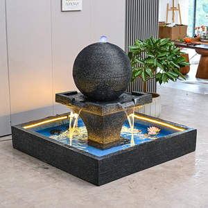 Fontaine d'eau ronde extérieure avec réservoir carré, décoration <span class=keywords><strong>de</strong></span> villa <span class=keywords><strong>de</strong></span> <span class=keywords><strong>jardin</strong></span>, grande fontaine, cascade, fontaines <span class=keywords><strong>en</strong></span> béton, étang - Product Image 3