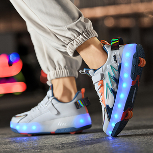 <span class=keywords><strong>Chaussures</strong></span> <span class=keywords><strong>à</strong></span> <span class=keywords><strong>roulettes</strong></span> rétractables LED lumineuses 4 roues en gros, baskets <span class=keywords><strong>à</strong></span> <span class=keywords><strong>roulettes</strong></span> 2-en-1 en maille respirante avec frein pour enfants - Product Image 5