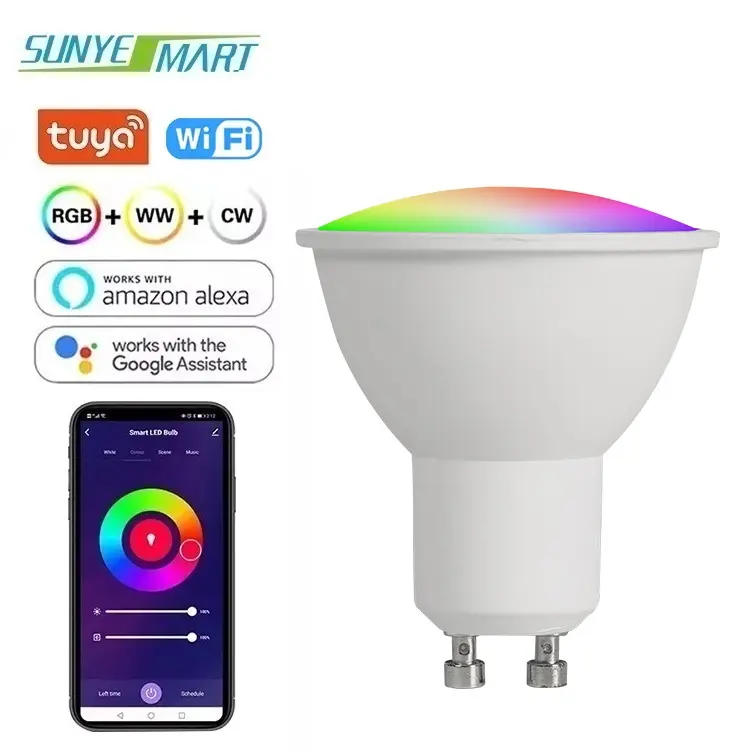 Gu10 Gu5.3 Base Smart Led Bulb Wifi Led Light 5W RGB Multicolor Dimmable Bulb Compatible With Google Home