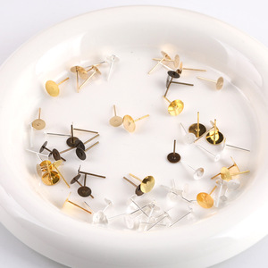 Flat Metal Earring <b>Posts</b> Gold Silver Bronze White KKC Gold Plated For Earring Making Jewelry Findings Components 52018 - Product Image 1