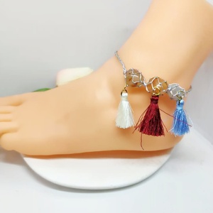 Pulsera <span class=keywords><strong>Tejida</strong></span> de Moda para Mujer 2026 con Diseño de Borlas, <span class=keywords><strong>Tobillera</strong></span> <span class=keywords><strong>Tejida</strong></span> con Piedras Naturales - Product Image 1