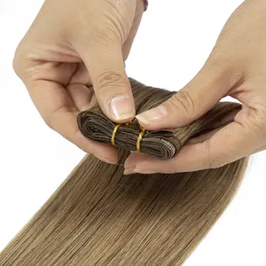 Großhandels preis Schwarz blonde Farbe natürliche gerade Masse Haar flachen Schuss 10-28 Zoll auf Lager Salon Qualität für Frauen