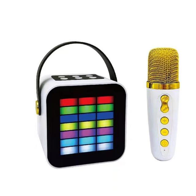Mini Karaoke Machine for Kids, Portable Wireless  Karaoke Speaker with  Wireless Microphones and Led Lights for Home Party