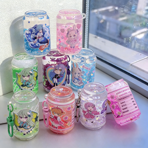 新しいソーダペンダントカスタムステッカーアクリルシェル飲料キーホルダー自作流体麻素材流砂オイルシェル - Product Image 1