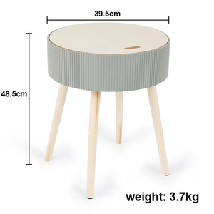 Small <strong>Green</strong> Round <strong>Bedside</strong> <strong>Table</strong> with Removable Storage Tray &amp; Solid Wood Four Legs Nightstand for Bedroom, Living Room - Product Image 4
