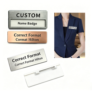 Placa de Identificación Rectangular para Personal, Grabada con Láser en Acero Inoxidable, Pin Personalizado con Nombre de Hotel, Metal en Blanco con Logotipo de Resina - Product Image 3