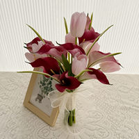 Fleurs artificielles Calla Lily en plastique, faites à la main, réalistes, souples et légères - Style minimaliste frais et durable pour la décoration de mariage