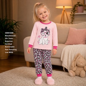 Ensemble de pyjamas pour enfants unisexe 100% coton Vêtements de nuit d'été imprimés Pyjamas pour <span class=keywords><strong>filles</strong></span> Offre Spéciale Vente en gros de vêtements pour enfants - Product Image 1