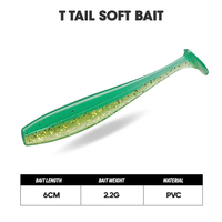 Leurres souples en plastique de 5 cm, 6 cm, 7 cm, avec queue en T, leurres souples bioniques, appâts souples de simulation, leurres de pêche artificiels en PVC, appâts pour truites, queue de pagaie