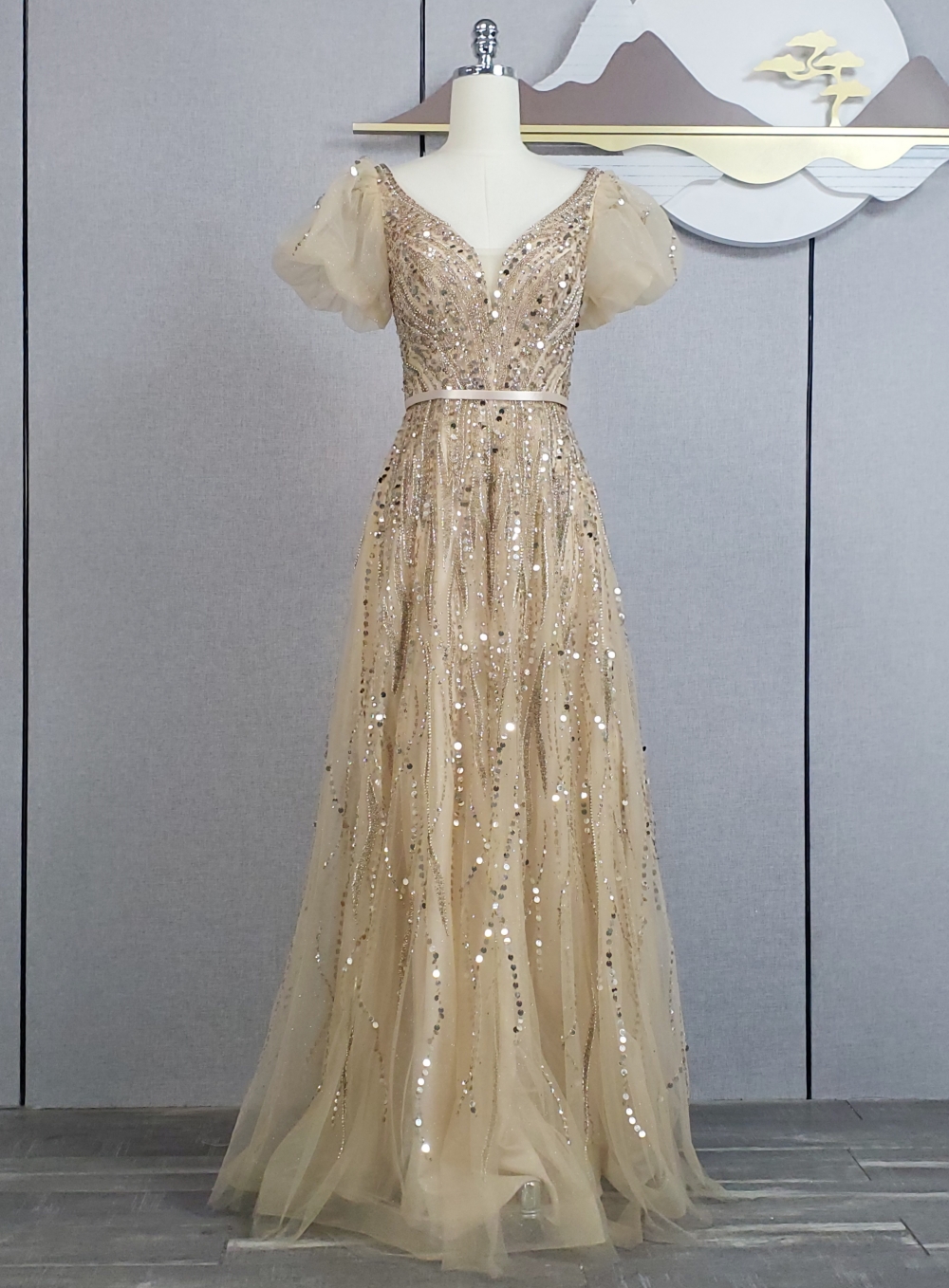 Champagne Silver Evening Dresses - Formal Wear for Weddings