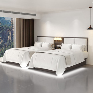 เตียงในโรงแรมระดับ3ดาวราคาประหยัดชุดห้องนอนพร้อมโครงเตียงแผงไม้ที่ทันสมัยและหัวเตียง - Product Image 3