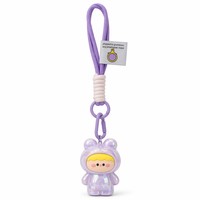 Porte-clés Figurine de Dessin Animé Mignonne, Breloque de Sac en Corde Tressée Kawaii, Pendentif Rond en Acrylique Plastique Imprimé UV Tendance