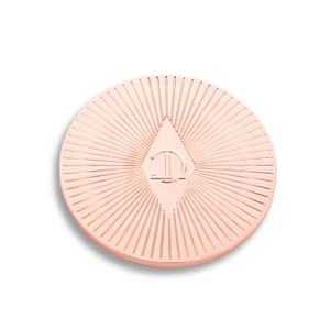 Miroir de poche compact rond de grande taille en or rose avec pochette en velours rouge - Product Image 1