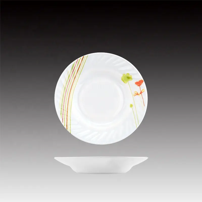 Conjunto de vidro opala resistente ao calor, 6 polegadas, para jantar, com decalque