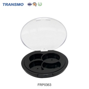 Palette de fards à paupières en plastique écologique de qualité supérieure, 4 couleurs, boîtier rond vide en plastique avec couvercle transparent, emballage pour blush - Product Image 3