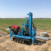 Foreuse rotative diesel pour puits d'eau, profondeur max. 200 m, pompe à boue, mini-machine de forage autotractée