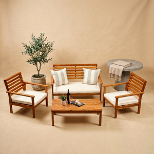 THINH PHU OLIVER Ensemble de canapés fonctionnels en bois d'acacia - Mobilier d'extérieur contemporain pour jardin et salon - Emballage personnalisé - Product Image 1