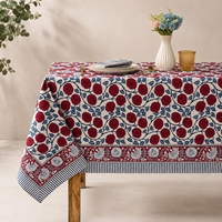 Nappe en coton imprimée à motifs floraux rouges, rectangulaire, pour salle à manger, cuisine, décoration de la maison