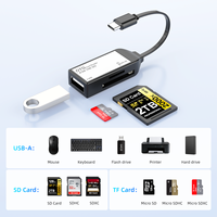 USB Typ C 2-in-1 SD TF Kartenleser Hub Adapter Kompatibel mit SD TF Kamera Speicher Telefone Tablets OTG Extern