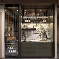 Armoire à vin en acier inoxydable personnalisée Texture métallique antirouille résistant à l'humidité résistance aux chocs bar à liqueur meubles de maison