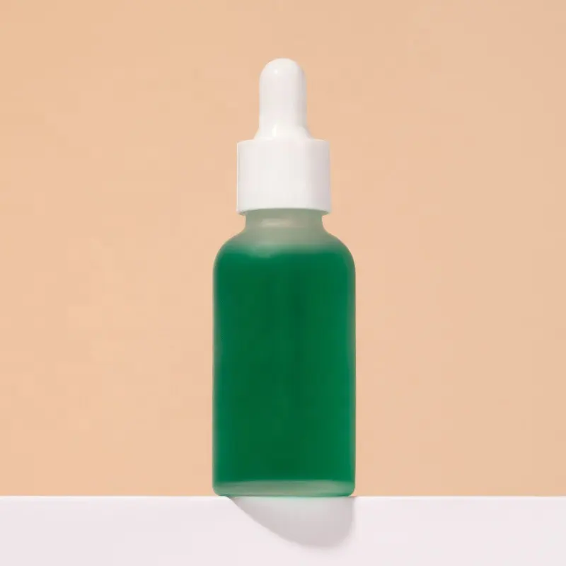 Natural kosong 30 ml 1 oz botol minyak esensial rambut kutikula kosmetik 30 ml botol serum kaca buram dengan penetes