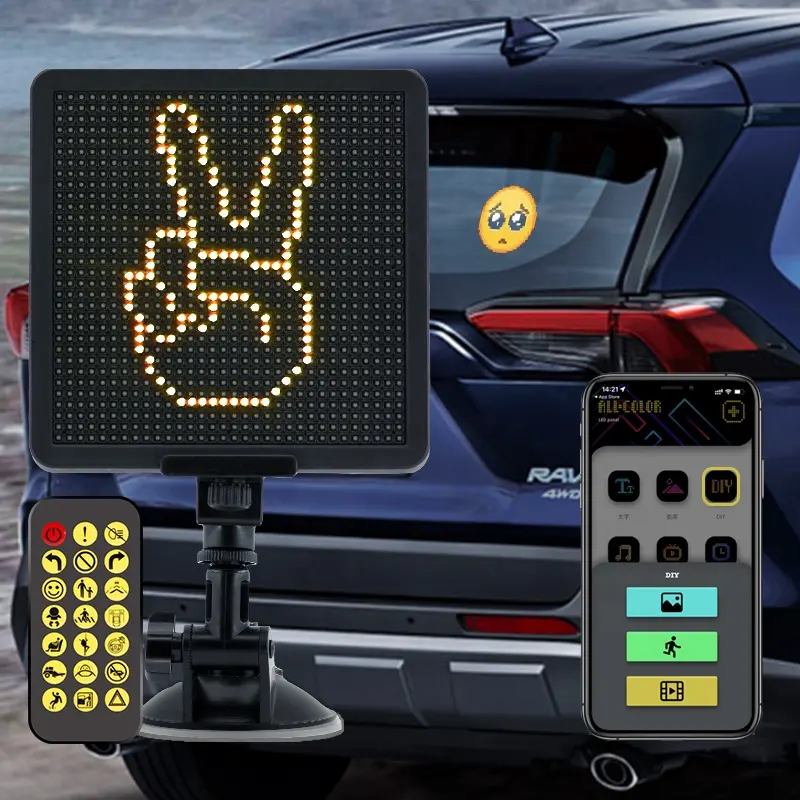 Led Auto Teken Zuignappen Op Glazen Voorruit Geleid Scherm Autoruit Display Geleid Emotie Auto Display Auto Stemming Emotie