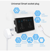 Double prise murale universelle intelligente Prise de panneau en verre trempé Prise électrique ZigBee Interrupteur de lumière fonctionne Alexa Google Home