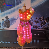 Abito da ballo luminoso a LED da donna, costume etnico indiano per palcoscenico, sfilate, discoteca, carnevale, festival, spettacoli dal vivo, feste, personalizzabile e luminoso