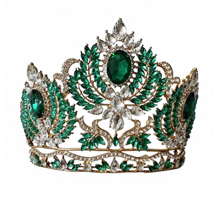 Coronas de Reina de Aleación de Cristal Chapadas en Oro/Plata, Accesorios para la Cabeza, Tiaras para Mujeres, Corona de Boda, Corona de Concurso, Corona de <span class=keywords><strong>Miss</strong></span> Universo - Product Image 1
