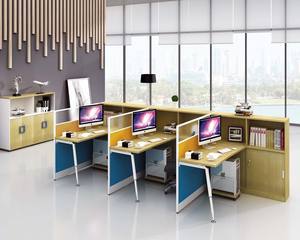 โมเดิร์นออกแบบใหม่สามที่นั่ง MFC สำนักงานเวิร์คสเตชั่นพร้อมตู้ - Product Image 1