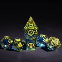 Pour Udixi Logo personnalisé 7 pièces RPG Donjons et Dragons Résine Motif Jeu de dés Sharp Edge 7 pièces Jeux de société polyédriques Dés
