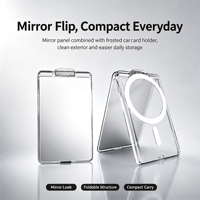 Étui à cartes magnétique avec miroir 2 cartes 180 °   Support pliable pour téléphone iPhone 18 Pro Max, accessoires pour téléphones portables, vente en gros