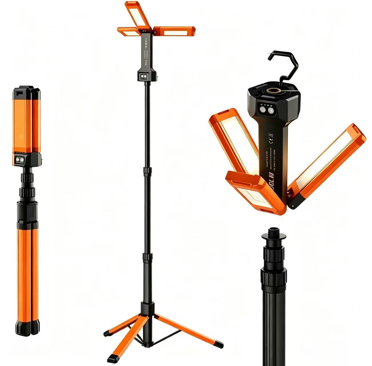 Long-Lasting Customizable SMD Tripod Work Light 8000mAh Power Display Magnetic Hook Lamp Industrial Portable Workshop