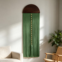 Décoration murale en macramé, style bohème, fil fait main, pompon rond, 15,7 " de large x 51 " de long