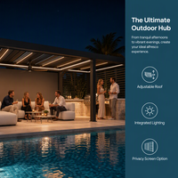Pergola bioclimatique motorisée en aluminium, moderne, inspirée de la nature, écologique et imperméable, pour jardin, gazebo pour usage extérieur
