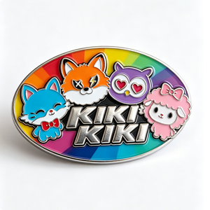 Insignia Personalizada de Esmalte Duro con Diseño de Animal de Dibujos Animados, Temática LGBT, Ovalada, con Cierre de Mariposa, para Halloween y Día Nacional - Product Image 1