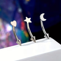 Gaby G23 Barbell courbé en titane motif flèche, bijou de piercing 8mm 16G, unisexe, pour piercing Rook, anneau de sourcil orbital et boucle d'oreille Conch