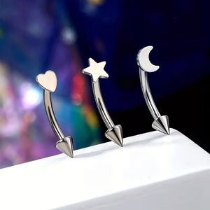 Gaby G23 Barra Curva de Titanio con Flecha para <span class=keywords><strong>Piercing</strong></span> Rook, Joyería de 8mm 16G, Anillo <span class=keywords><strong>Orbital</strong></span> Unisex para Ceja, Pendiente para Concha - Product Image 4