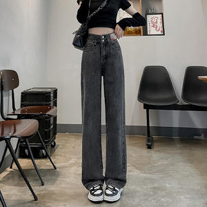 Nuevo estilo para mujer 2023 Otoño e Invierno terciopelo grueso de cintura alta pantalones vaqueros de pierna ancha transpirable cintura media para adolescentes - Product Image 3