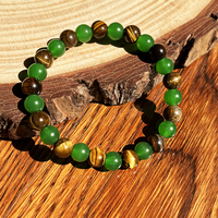 Bracelet de prospérité et de richesse en Aventurine verte et Œil de tigre, attirant la prospérité et le succès