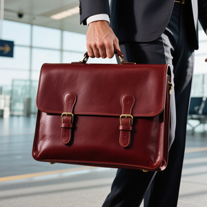 Bolso para ordenador portátil de negocios con estilo personalizado del fabricante, maletín marrón hecho a mano de cuero de grano completo con asa superior reforzada - Product Image 6