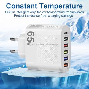 65W Wall 5USB+<b>type</b>-<b>c</b> Charger Convenient Multi-Port Cell Phone Laptop Charger 5V/2.4A Output 5V/2A Input Wholesale - Product Image 2