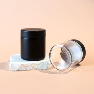 Bouteille en verre transparente à l'épreuve des enfants de 1 oz, 2 oz, 3 oz, 4 oz avec couvercle noir mat résistant aux enfants - Product Image 4