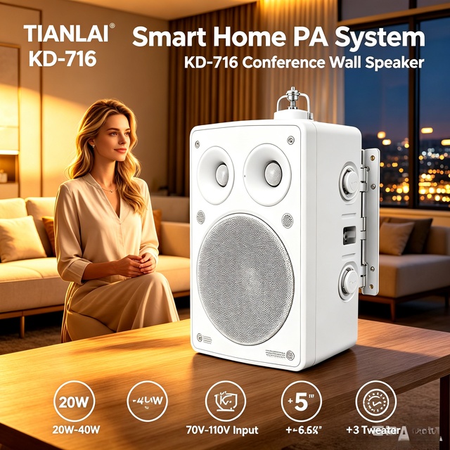 KD-716 5 Inch Constant Voltage Wall Speaker 30-40W 70-110V PA System Indoor Outdoor Wall Mount Loudspeaker