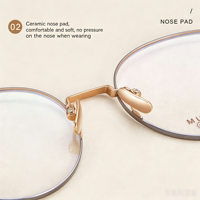 6212 Montures de lunettes rondes rétro en titane de haute qualité, aspect naturel, couleur intense