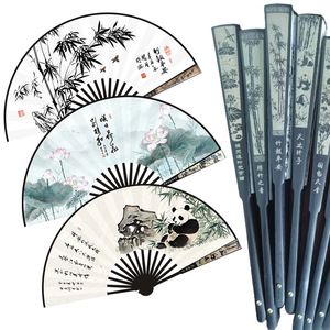 Éventail pliant pour <span class=keywords><strong>homme</strong></span>, double face, en soie, style chinois ancien, avec cadre sculpté et motif 10Relief Sculpture - Product Image 3