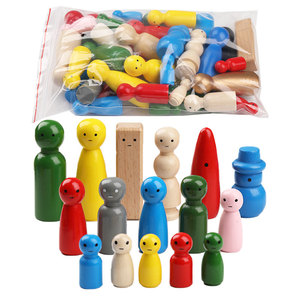Ensemble de figurines en bois colorées, 38 pièces, pour enfants, dessin et peinture, âge 3 à 6 ans, design rond unisexe - Product Image 4
