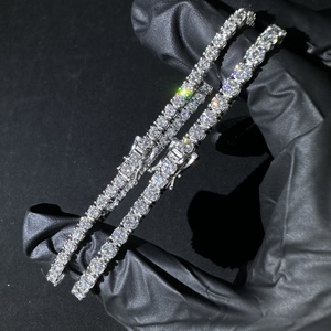 Collier Chaîne Tennis Hip Hop Iced Out en Argent Sterling 925 Plaqué Rhodium avec Diamants de Laboratoire de 3MM - Product Image 6